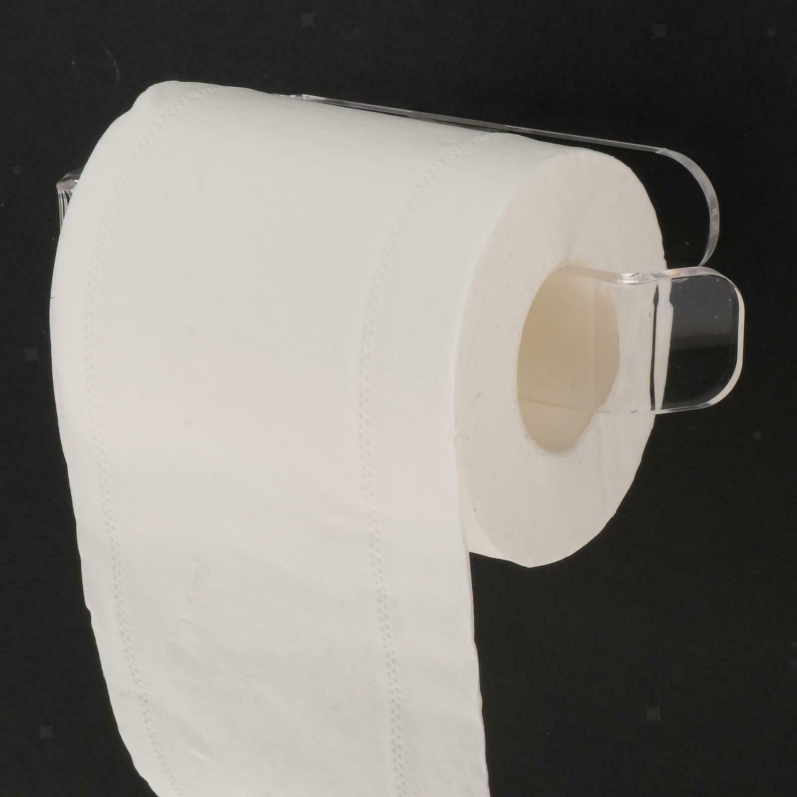 4x Wall Mounted Paper Holder Transparent Toilet Roll Hanger Home Organizers