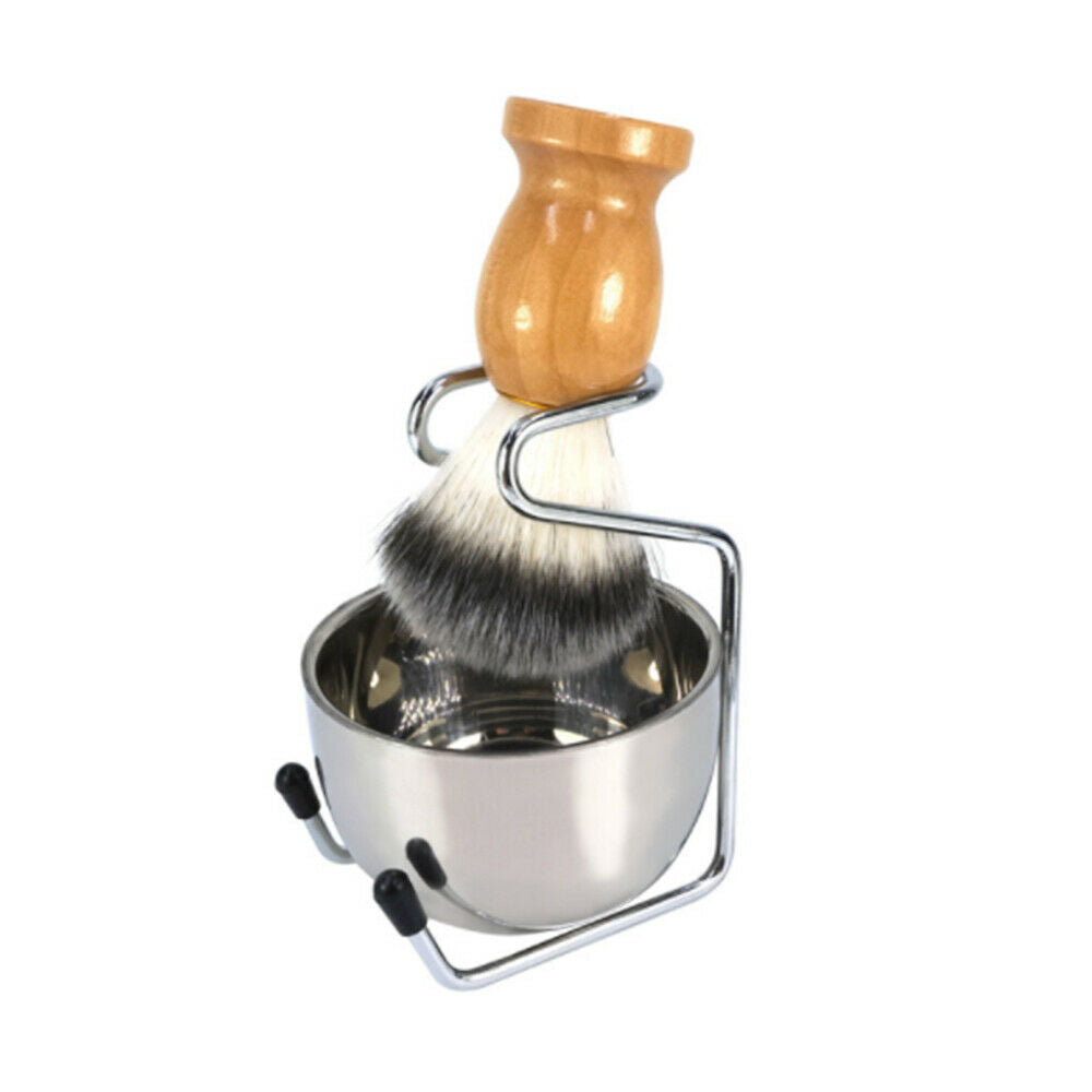 Stainless Steel Shaving Brush Stand Shaving Soap Bowl Kit Men's Shaving Tool Set