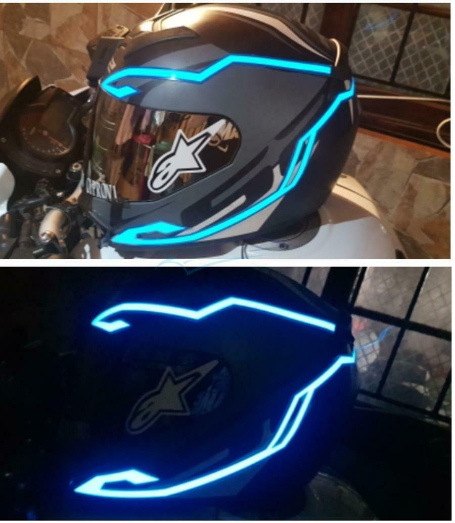 4PCS Motorcycle LED Night Light Riding Signal Helmet EL Cold Light 4 Mode Kit