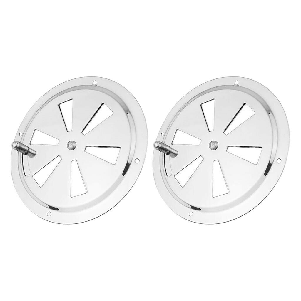 Stainless Steel Marine Round Louver Air Vent Ventilation Gille w/ Side Knob