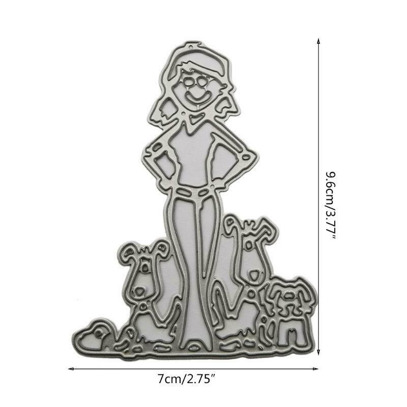 Girl Dog Metal Cutting Dies Stencils DIY Scrapbooking Album Paper Card Template