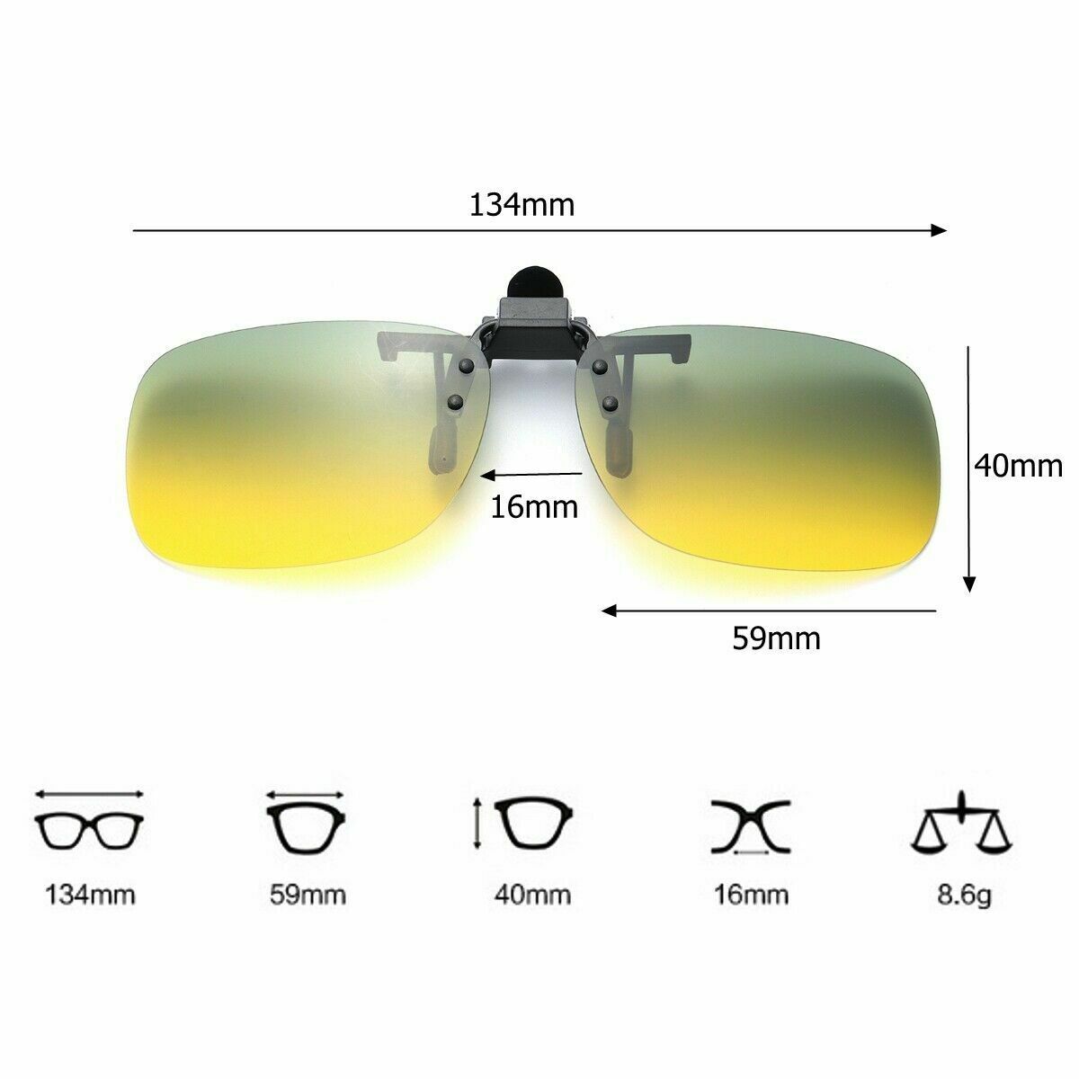 Day Night Vision Polarized UV400 Sunglasses Clip On Anti-Glare Driving