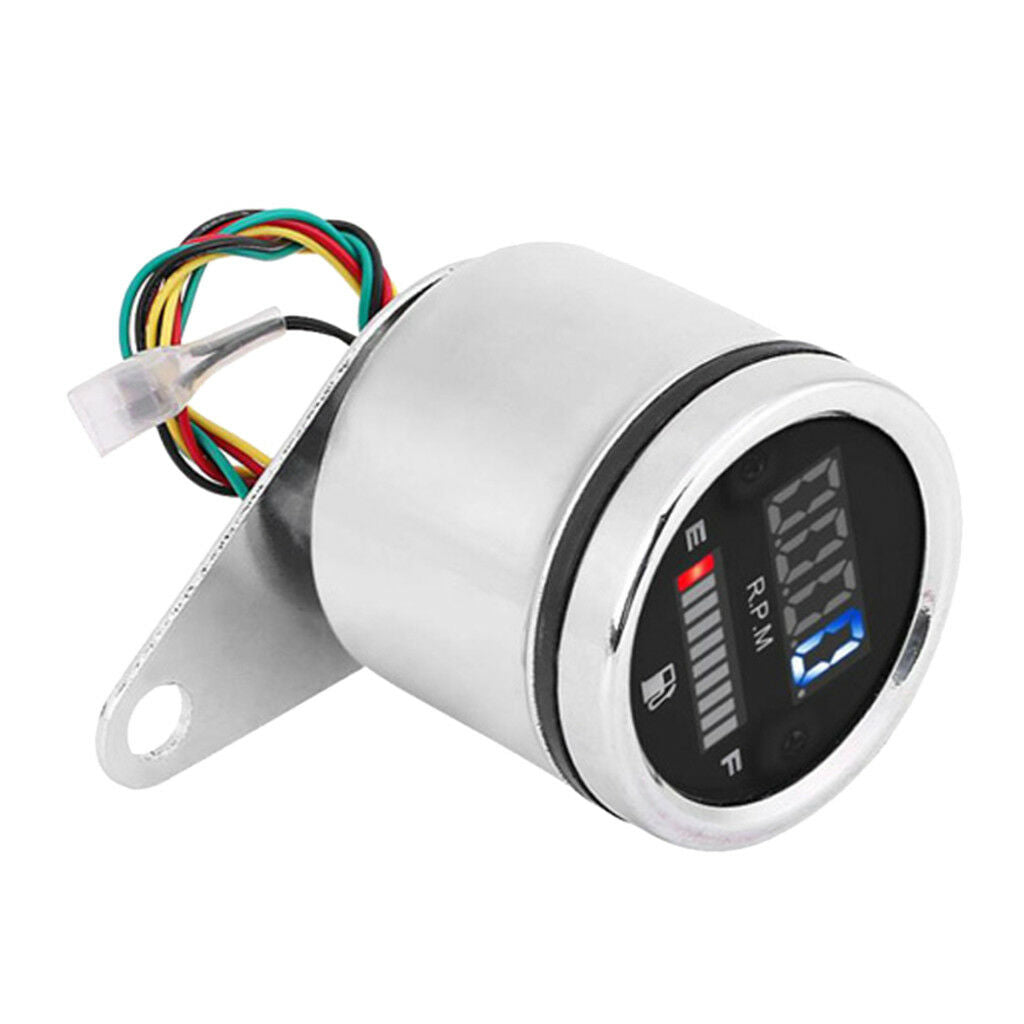 Universal Motorcycle Tachometer Oil Fuel Level Gauge Meter LED Digital