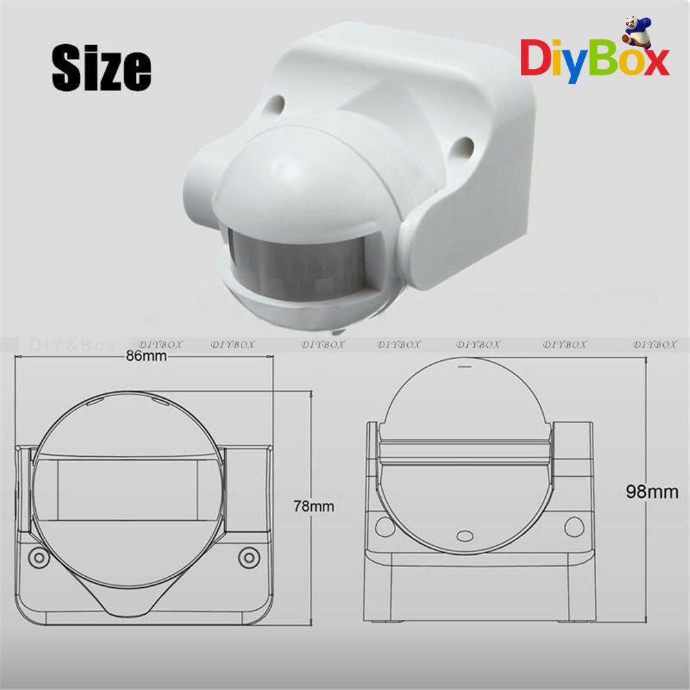 White Outdoor 180° Degree Security PIR Motion Movement Sensor Detector Switch