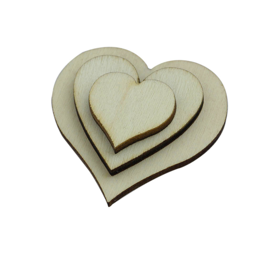 100pcs Natural Unfinished Wood Flower Heart Embellishments for DIY Crafts