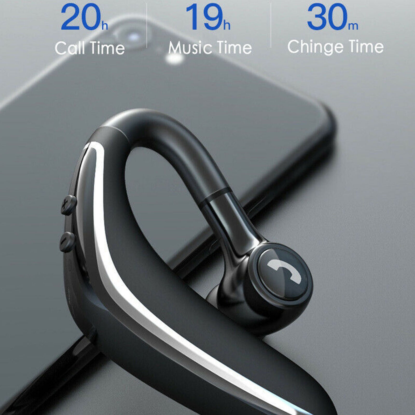 Hands Free Ear-Hook Wireless bluetooth Earphone Bone Conduction Headset with Mic