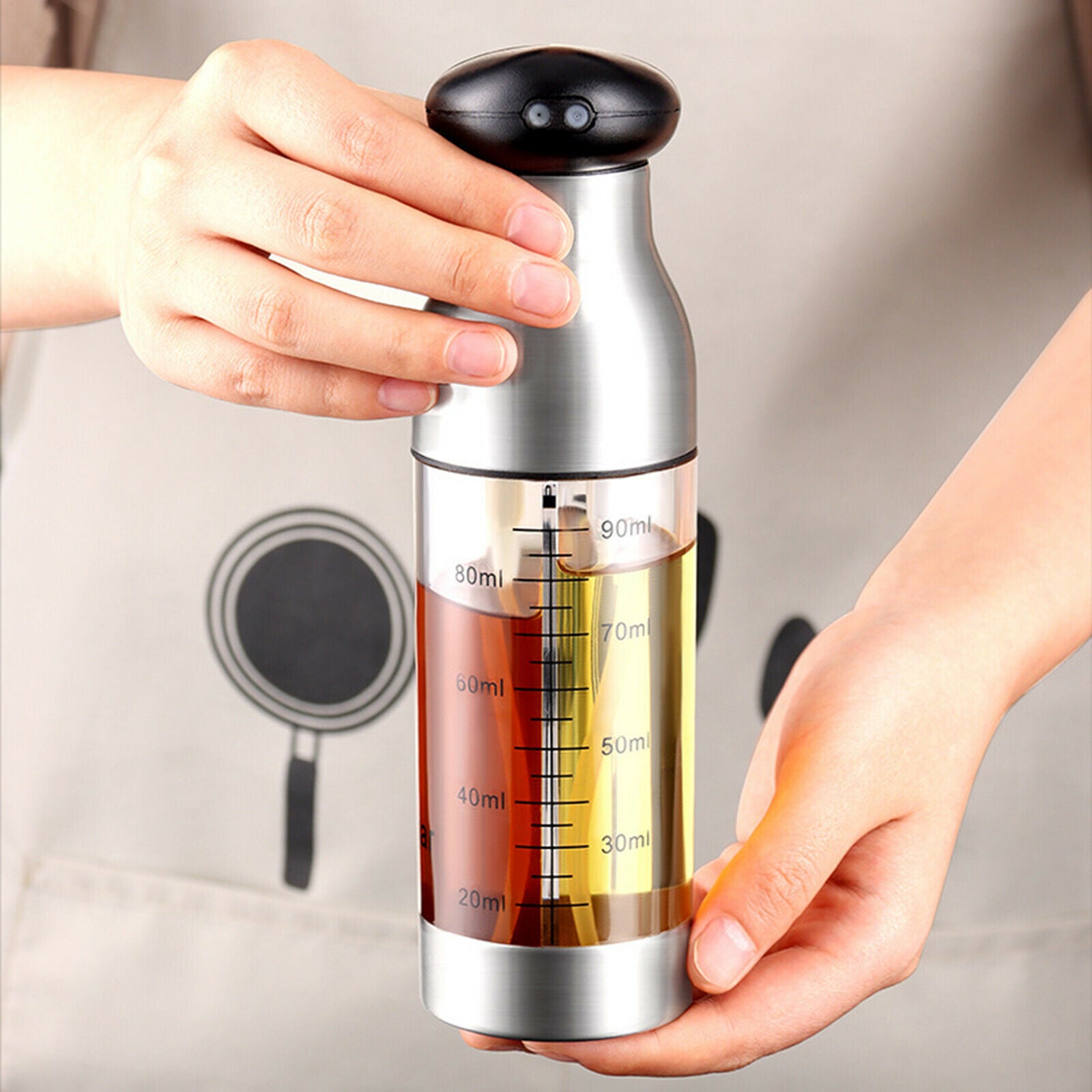 Oil Sprayer for Cooking Olive Oil Dispenser Press Spray Double Nozzles
