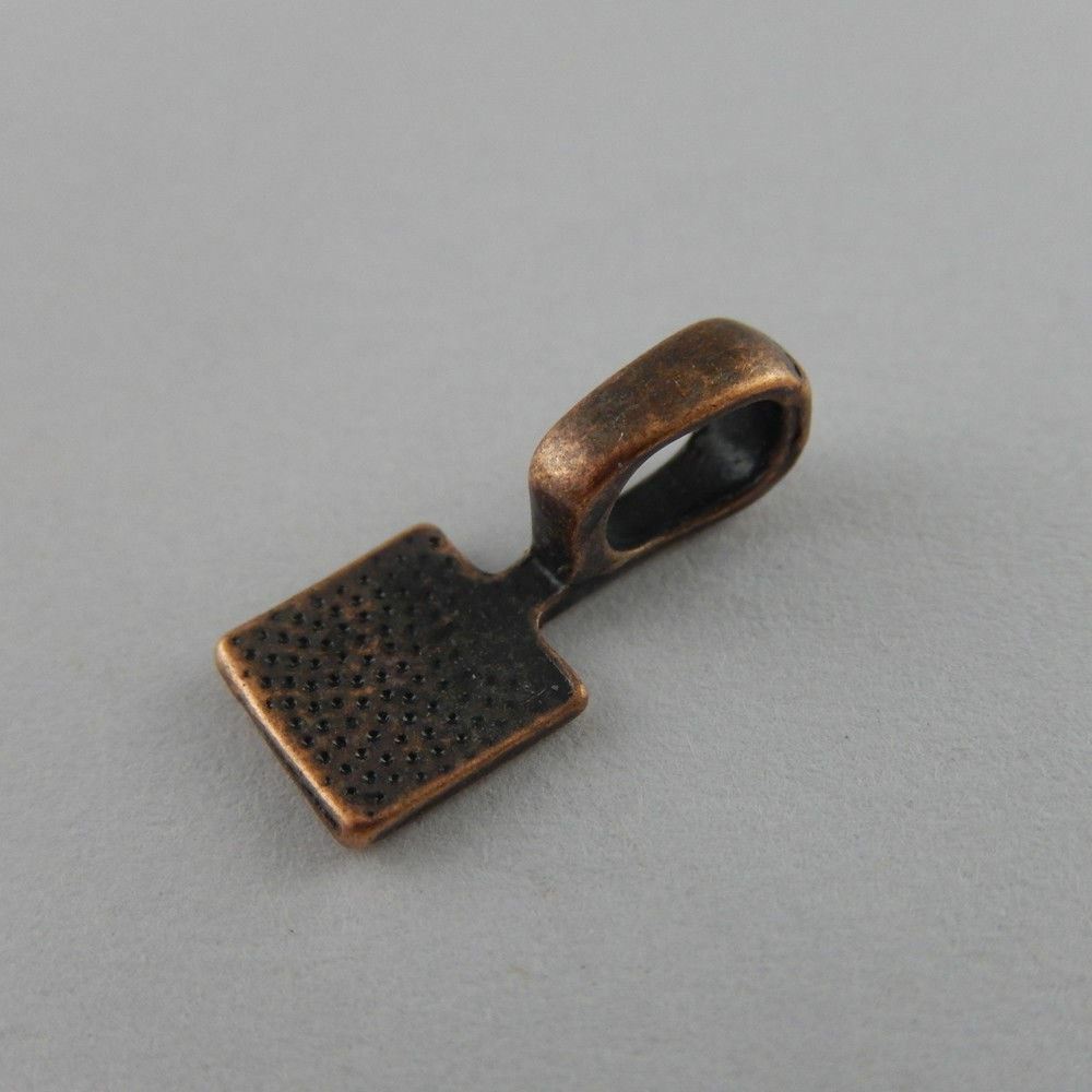Antiqued Copper Tone Alloy Charm Glue On Bail Jewelry Findings 15*7mm 50pcs