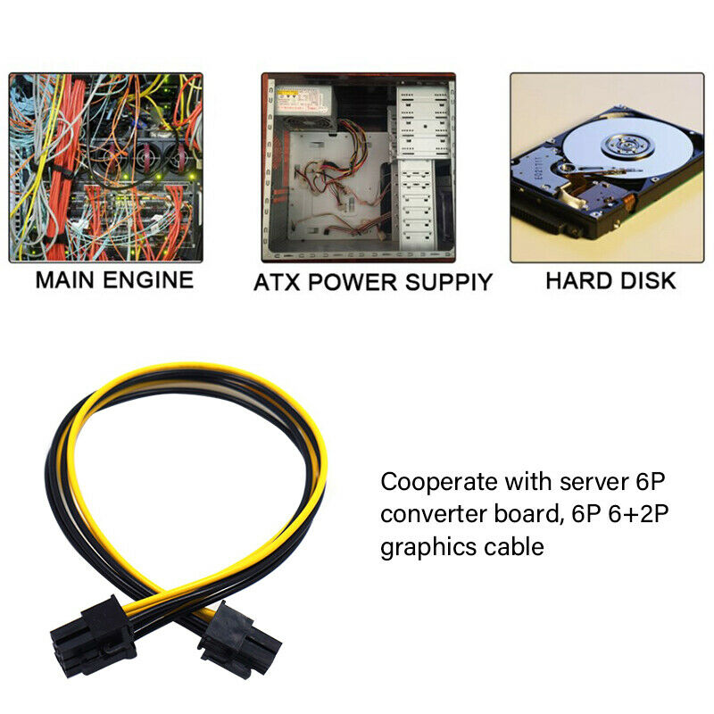 PCI-E 6-Pin Female To Dual 8-Pin 6+2 Pin Male Video Card Power Adapter Ca.l8