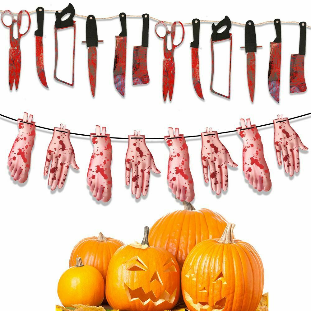 Ghost Happy Halloween Bloods Knives Halloween Paper Banner Home Decorations