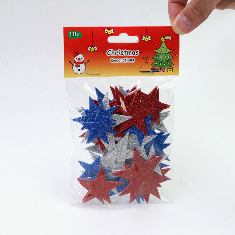 50Pcs Star Stickers Christmas New Year Glitter Scrapbook Card Making DIY Crafts