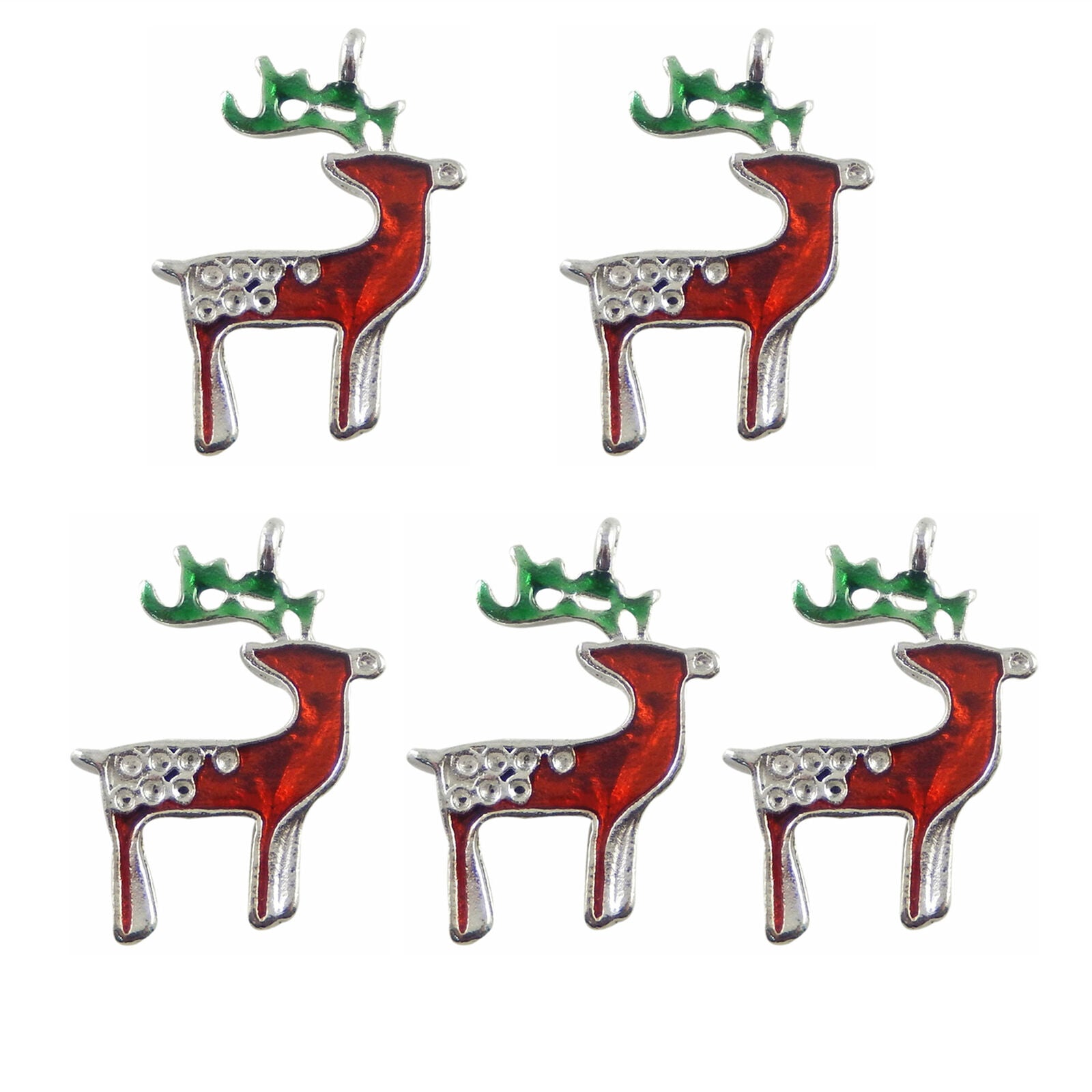 8 pcs Alloy Reindeer Charm Enamel Elk For DIY Pendant Christmas Deer 18*24mm