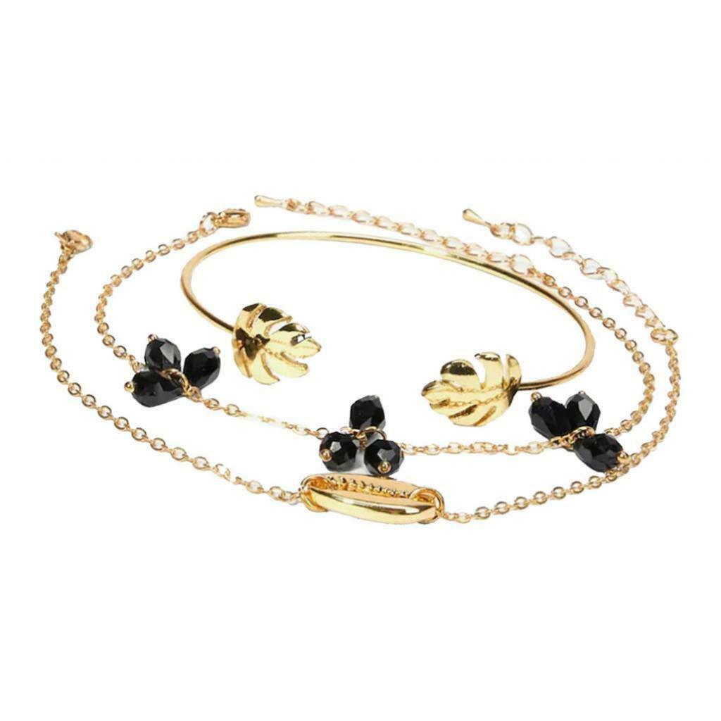 3pcs Fashion Crystal Bracelet Charm Bangle Alloy Wristband Lady Jewelry Gift