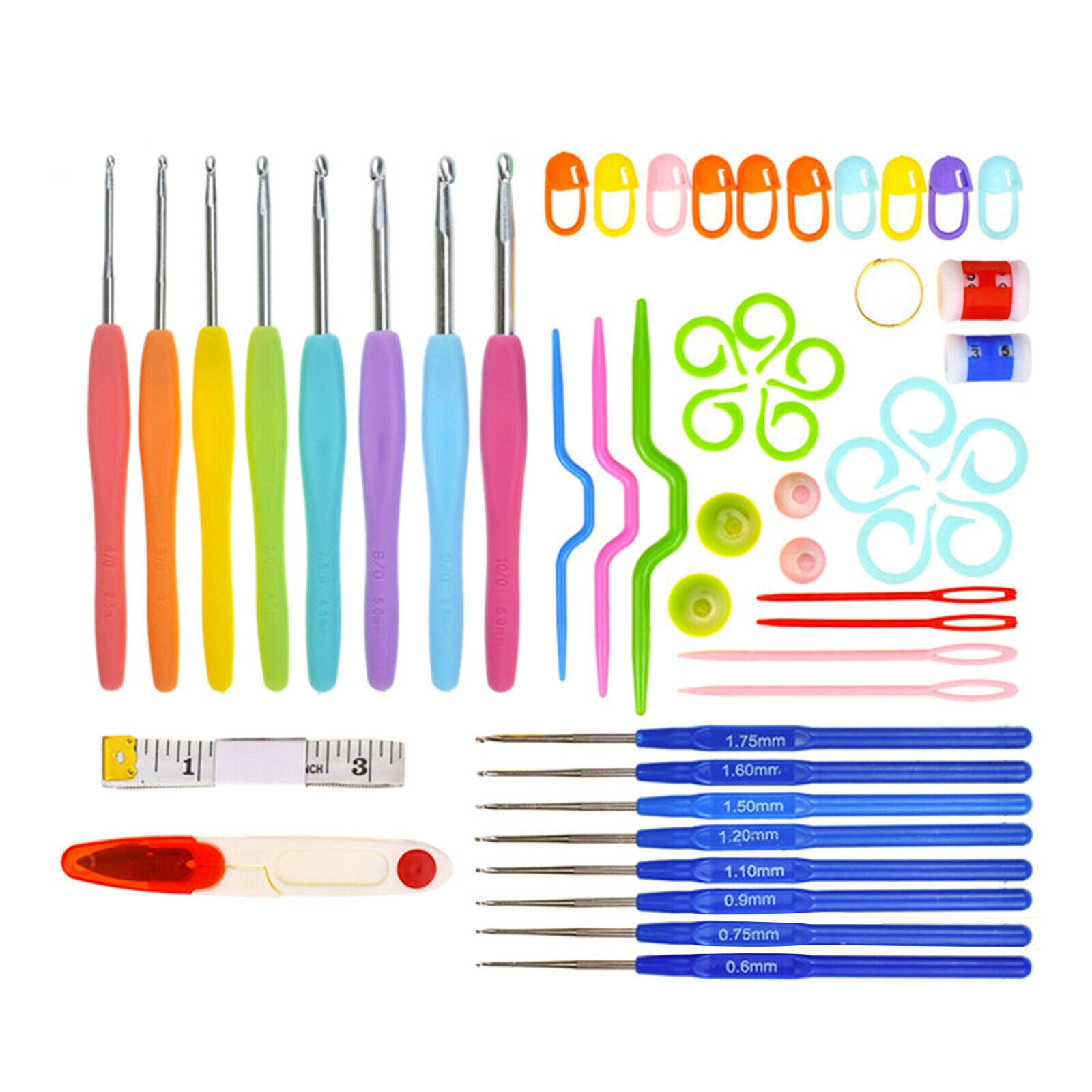 57x Crochet Hooks Set Soft Grip Handles 2.5-6.5mm Smooth Knitting Needles