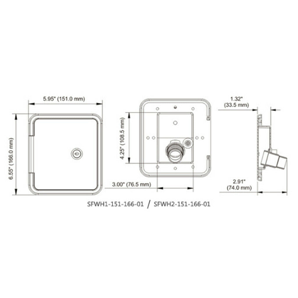 Gravity Water Inlet Fill Dish Lockable w/ Keys for Campers Trailer Caravans