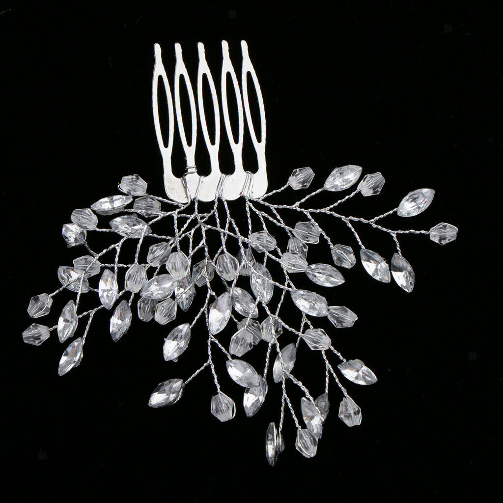 Wedding Bridal Leaf Hair Side Comb Filigree Hairpins Rhinestone Jewelry
