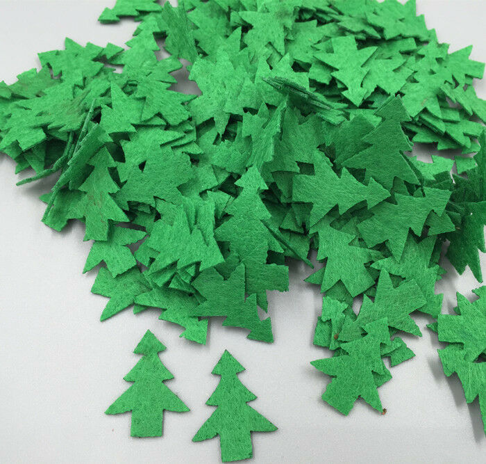 100pcs Padded Felt Green Christmas Tree Appliques Decorative Sewing Craft