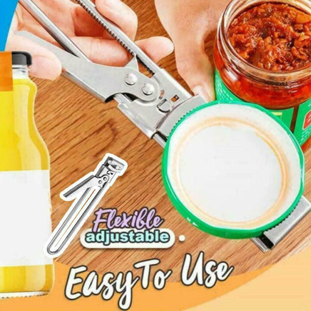 Bottle Opener Multifunctional Beer Adjustable Steel Lid Gripper_ Jar Q9L4