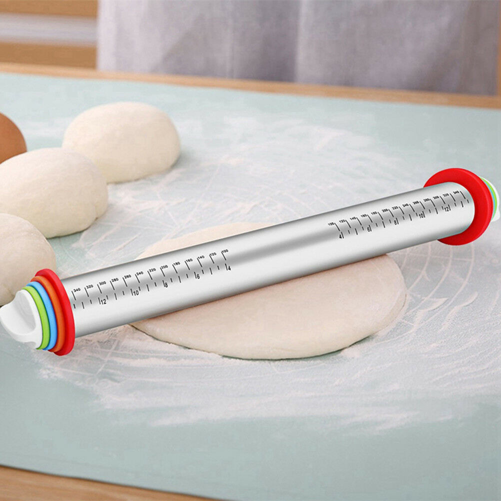 Durable Adjustable Rolling Pin With Dough Mat Dough Roller with 4 Removable.DD