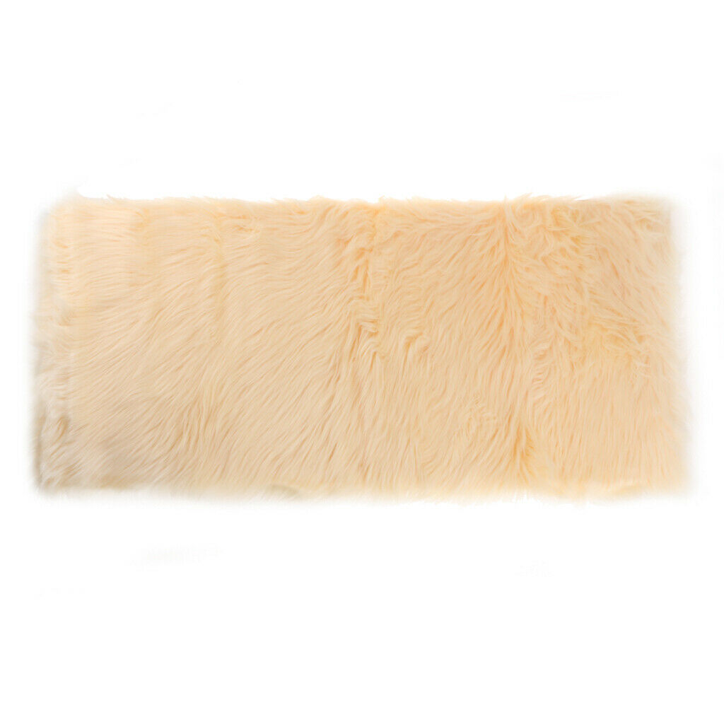 Artificial Sheepskin Rug Fluffy Home Floor Carpet Chair Seat Cushion Beige