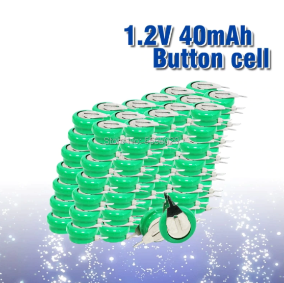 5pcs Button Coin Cell 1.2V 40mAh Ni-MH Rechargeable Battery With Solder Pins (L