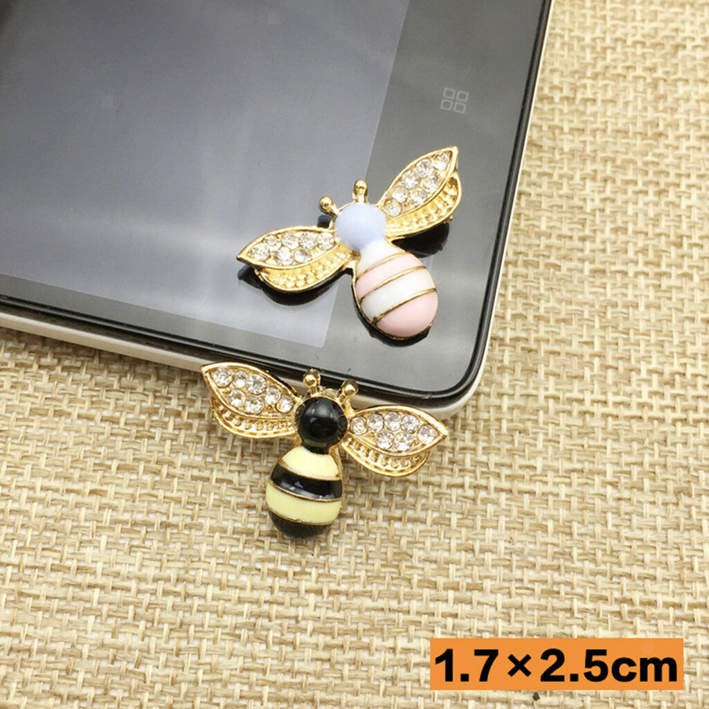 10pcs Alloy Bee Shape Rhinestone Flatback Buttons for Jewelry Making Crafts