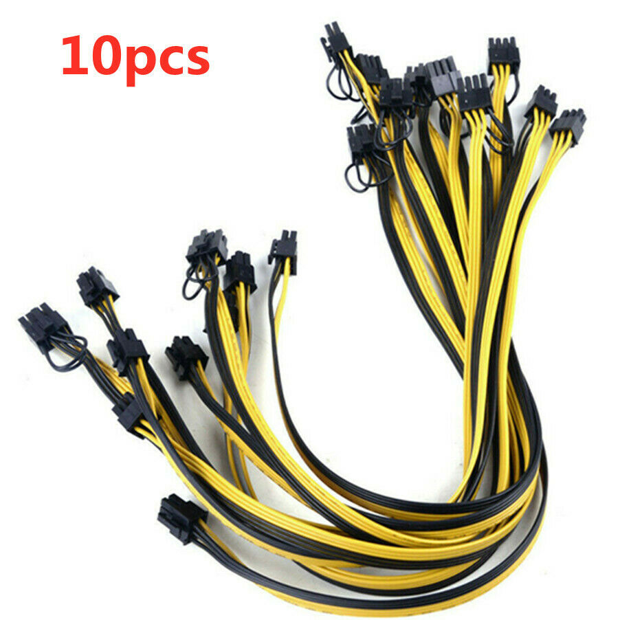 10pcs 20cm Quality 6pin to 8Pin (6+2Pin) Breakout Cable PCI-E Cable 18AWG Mining