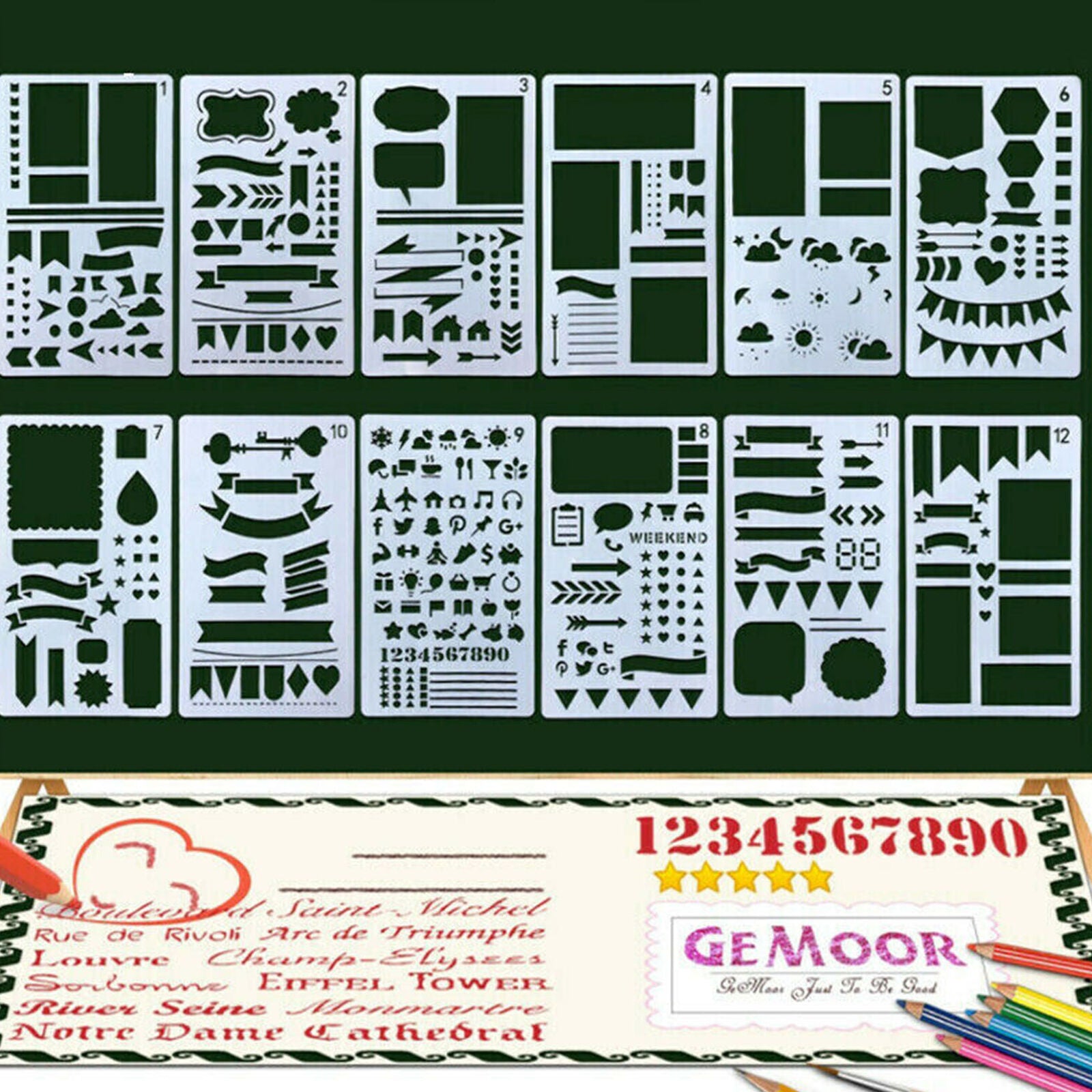 20x Bullet Journal Stencil Plastic Planner DIY Drawing Template Diary Craft Sale