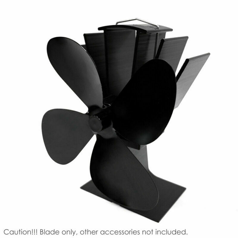 4 Blades For Heat Powered Wood Stove Fan Wood Burner Fireplace Eco Friendly Fan