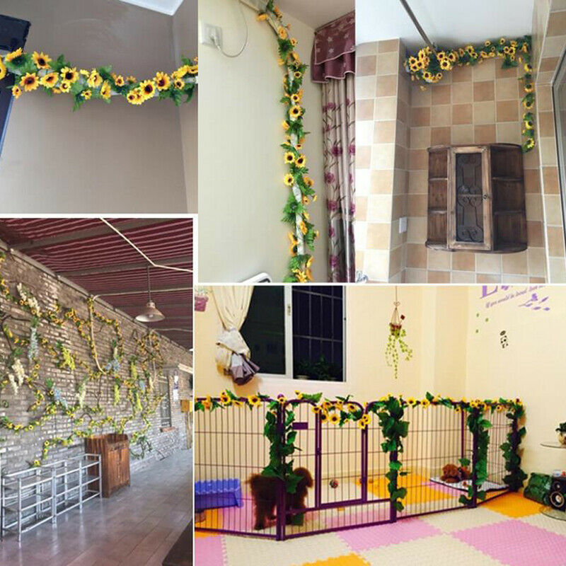 Simulated Sunflower Garland Vine Leaf Wedding Floral Home Decor Suppli.l8