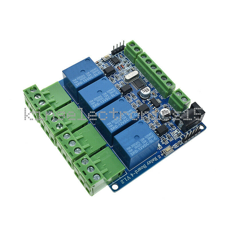 1X 12V Modbus RTU 4 Way Relay Module STM8S103 4 Road Input 485 Communication
