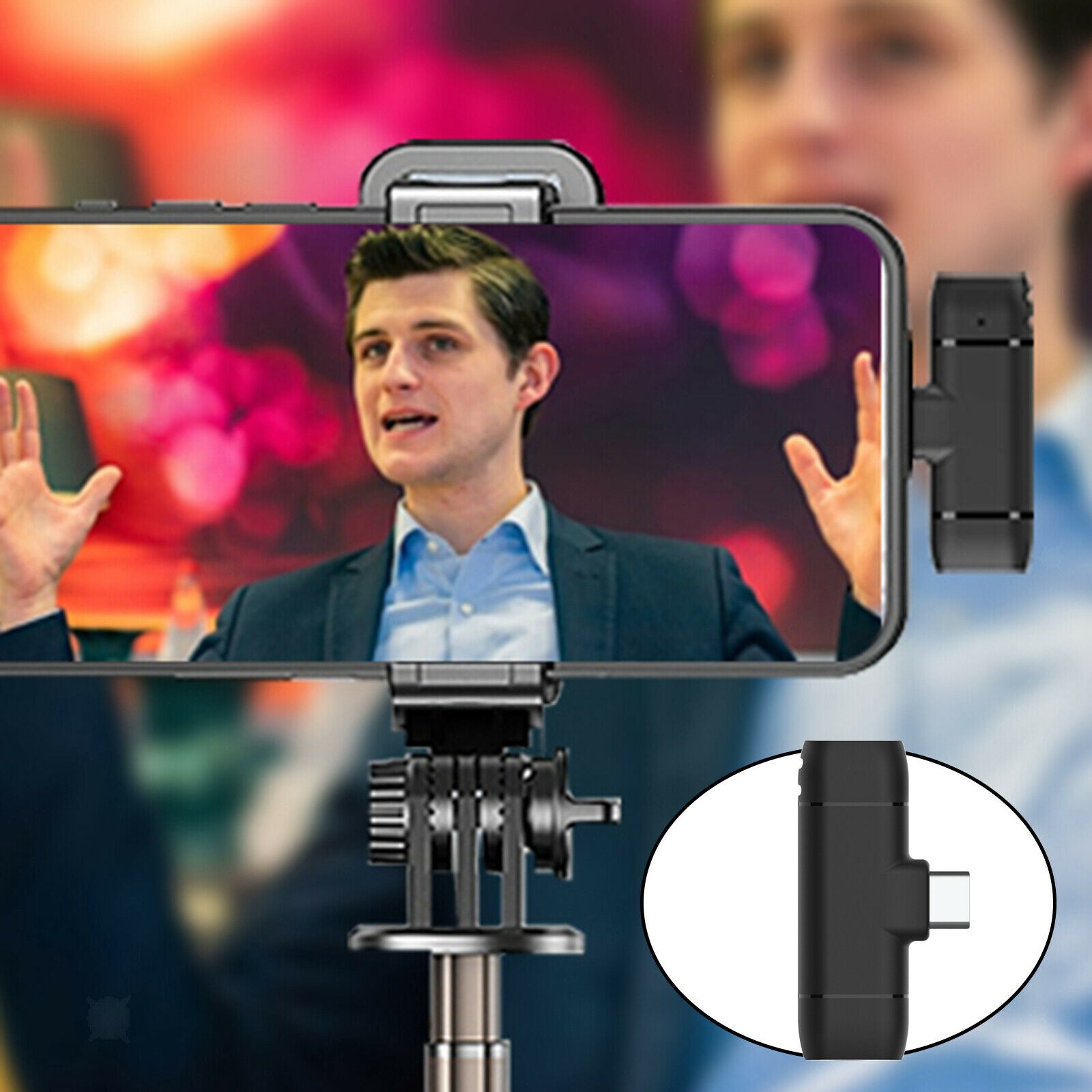 USB Type-C Wireless Lavalier Microphone System Mic for Interview Teaching