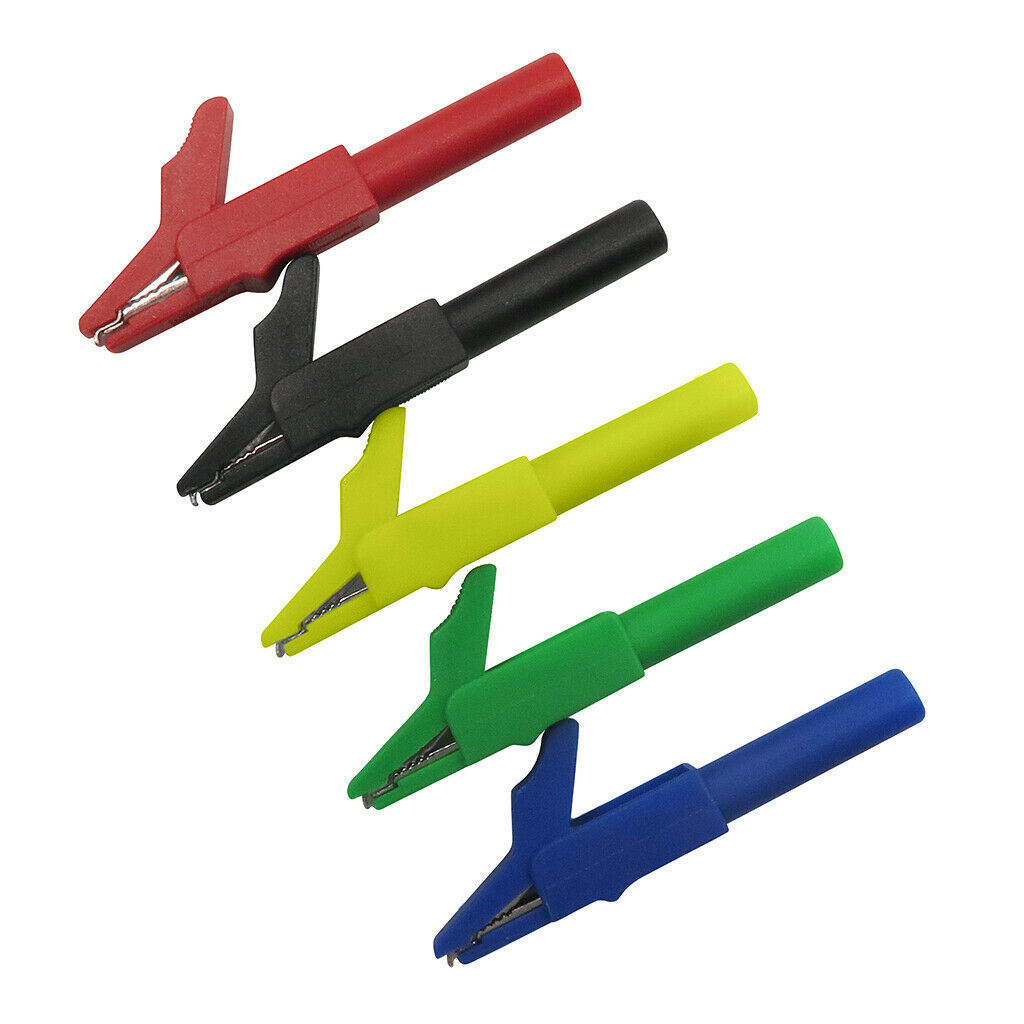5Pcs Copper Alligator Clip To 4mm Banana Jack Test Probes Insulate Clamp