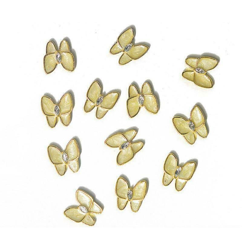 12Pcs Butterfly Design Nail Art Charms Glass Alloy Nails Decals Decoration