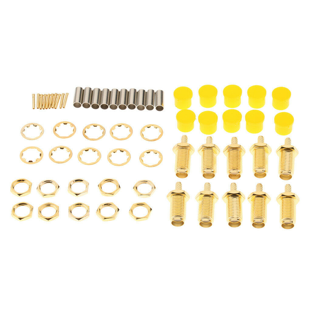 10 Pack SMA Female   Crimp Straight RF Coax Connector for RG316 RG174 LMR100