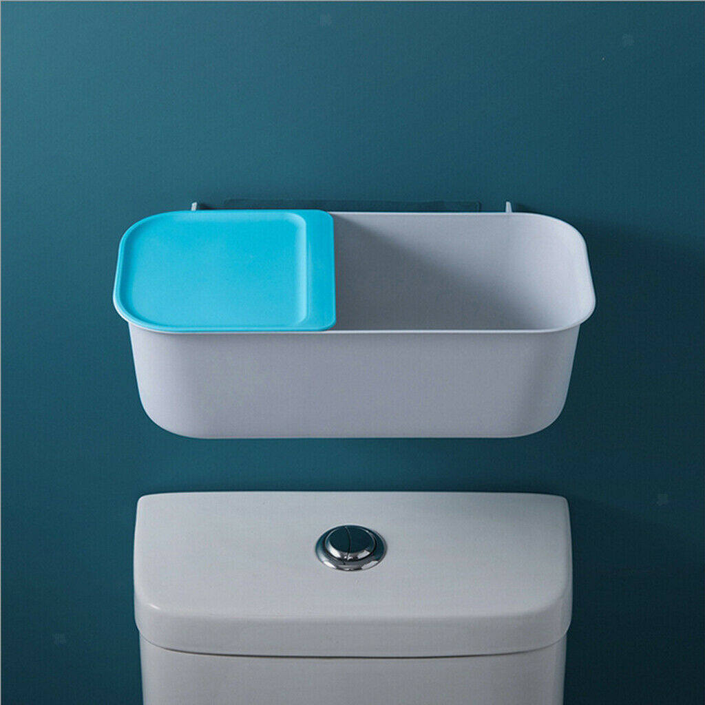 Wall Mounted Free Punching Bathroom Storage Rack Suction Cup Shelf Blue