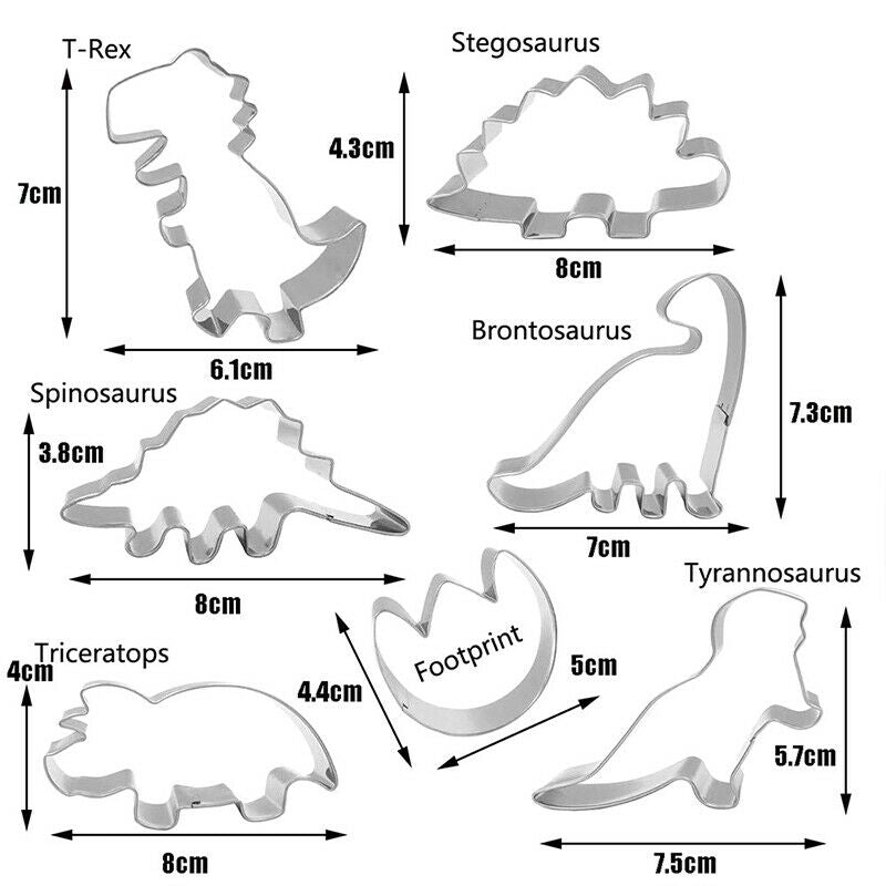 7Pcs Dinosaur Stainless Cookie Cutters Biscuit Candy Food Molds  Party Suppl KX