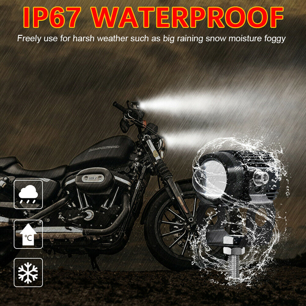 2 Motorcycle LED Spot Light Hi/lo Headlight Driving Fog Lamp Waterproof Jeep SUV