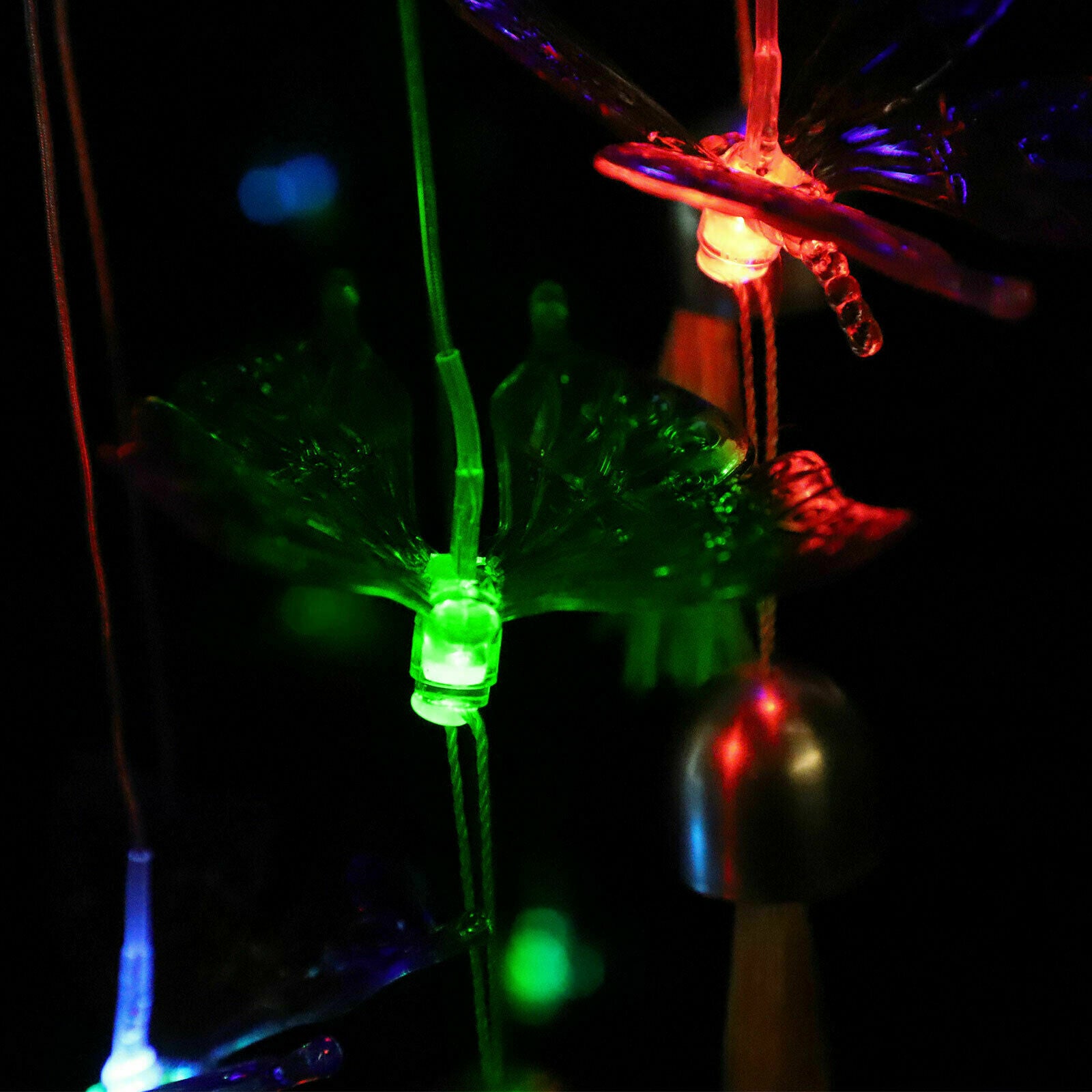 Solar Power LED Butterfly Wind Chime Lamp Color Changing Home Yard Garden Decor