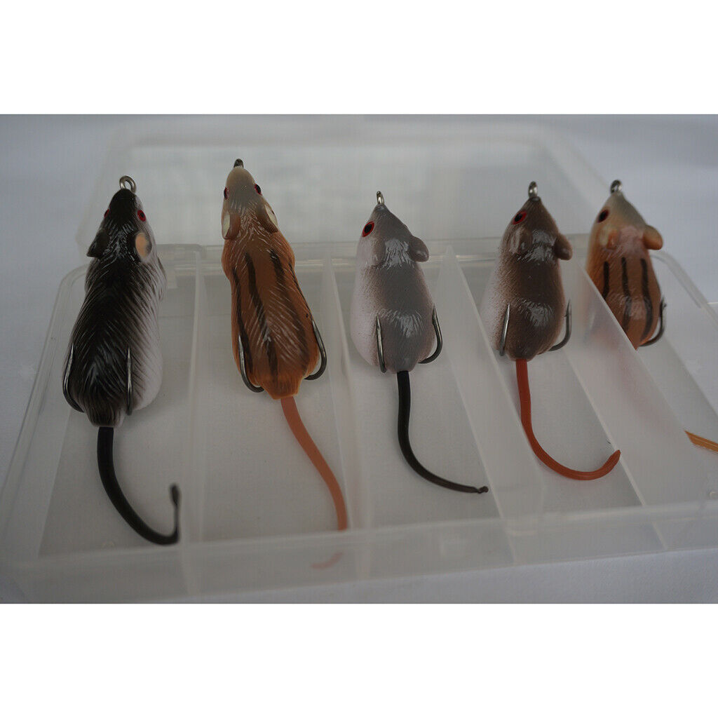 5x Bass Snakehead Bait Artificial Mouse Crankbait Fishing Lure Rat Bait
