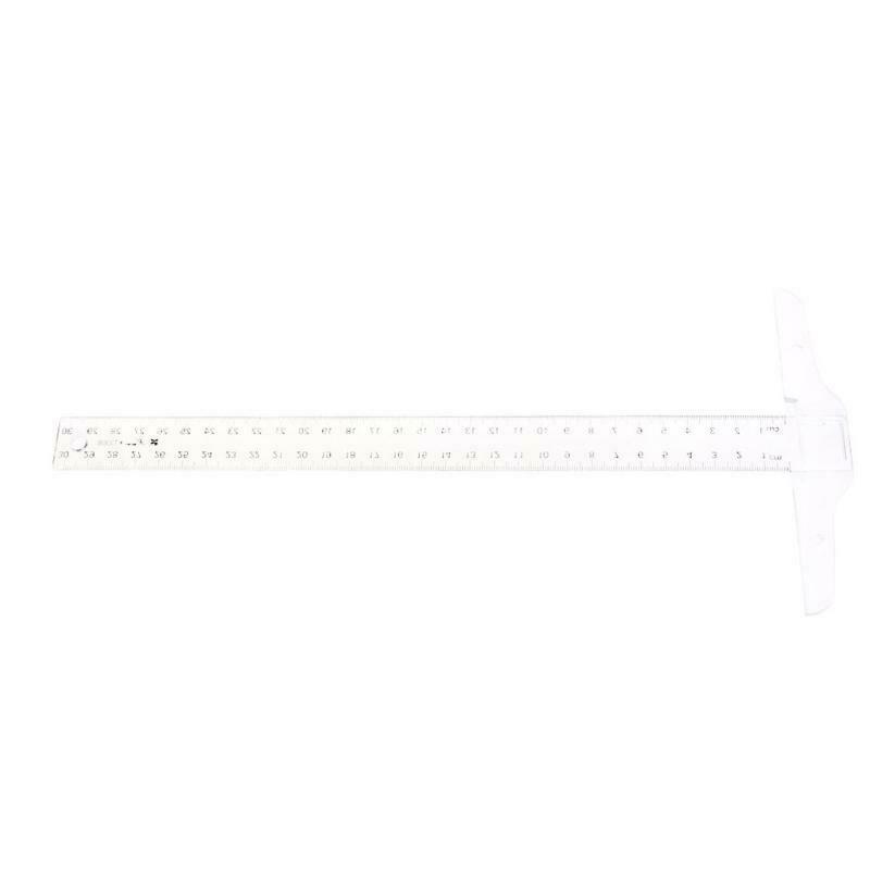 30cm 12'' Plastic Metric T Square Double Side Ruler Tool Measurement Measuring
