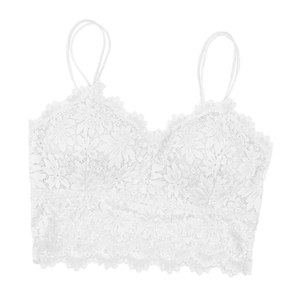 4 Pcs Full Lace Padded Bralette Spaghetti Strap Lace Bra Bustier Crop Top