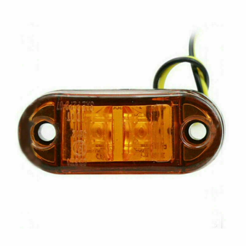 10Pcs Amber 2 LED Light Oval Car Clearance Truck Trailer Side Marker Tail Lamp