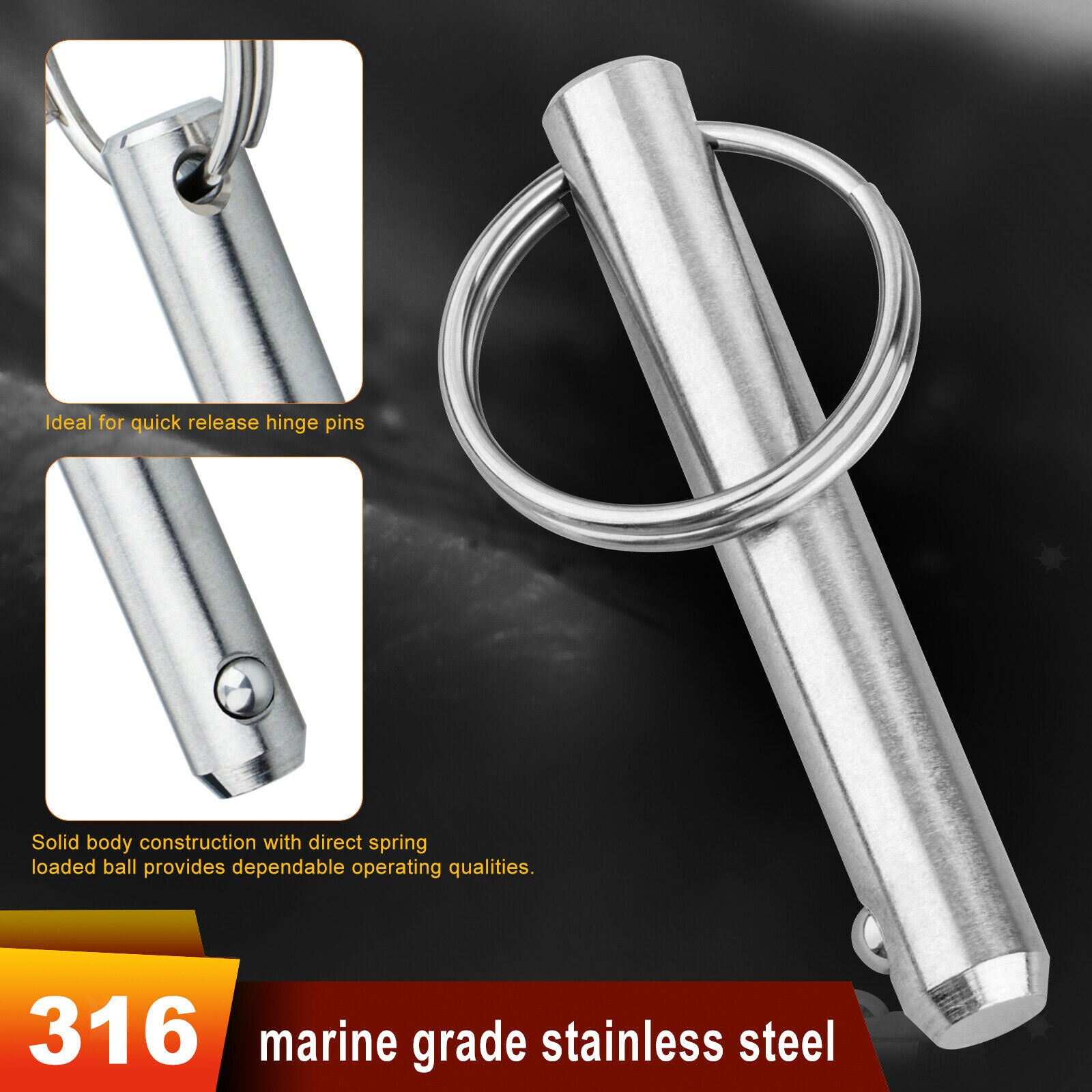 2pcs 10x70mm Stainless Steel Quick Release Pull Ring Detent Pin