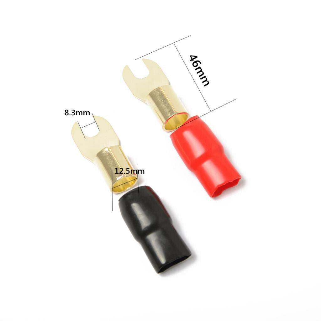 3 Pairs 1/0 AWG Auto Audio Power Ground Wire Fork Clamp Connector Brass