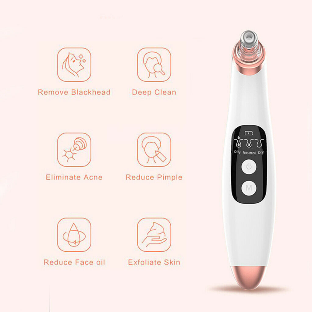 Electric Face Nose Blackhead Remover Pore Vacuum Cleaner with 6 Suction Heads