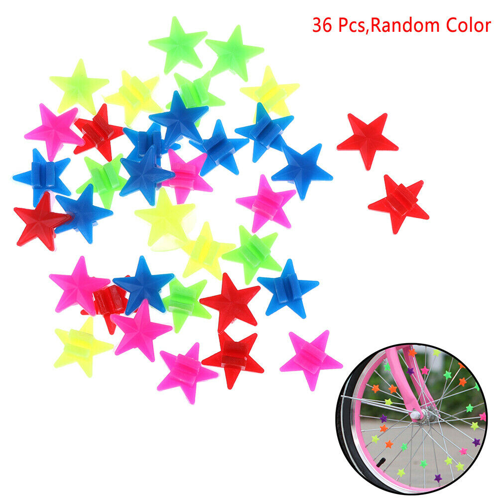 36 Pcs Bicycle Bike Wheel Spoke Plastic Star Children Clip Colored Decora.l8