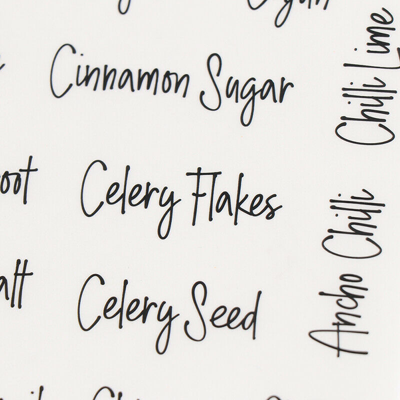 Transparent Spice Stickers Waterproof Black White Preprinted Pantry StickersFCA