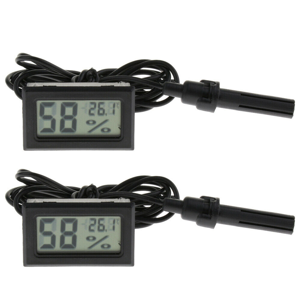 2pcs Pet Reptile Terrarium Digital Thermometer & Hygrometer