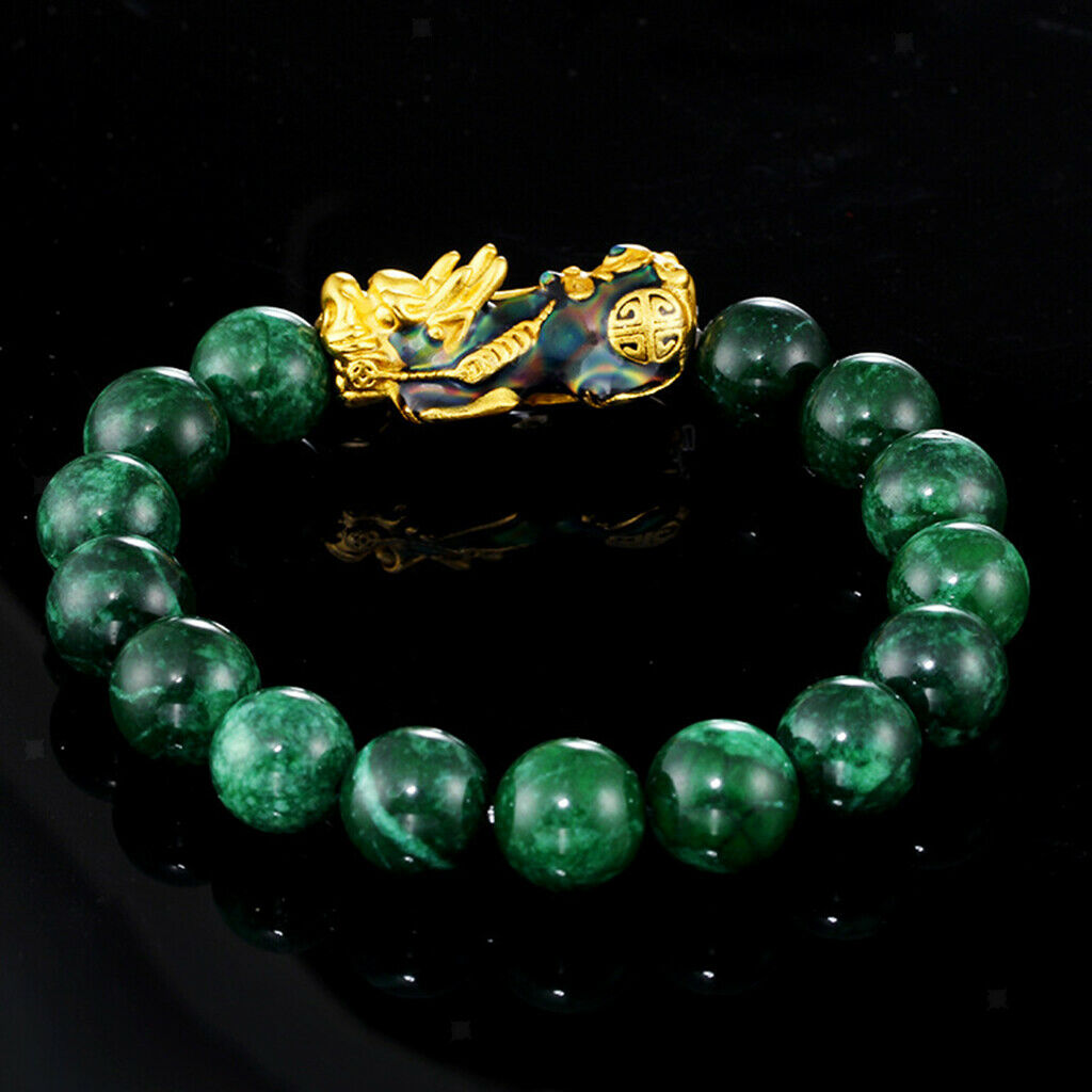 2x Feng Shui Obsidian Carved Pixiu Bracelet Attract Wealth Jewelry Elastic